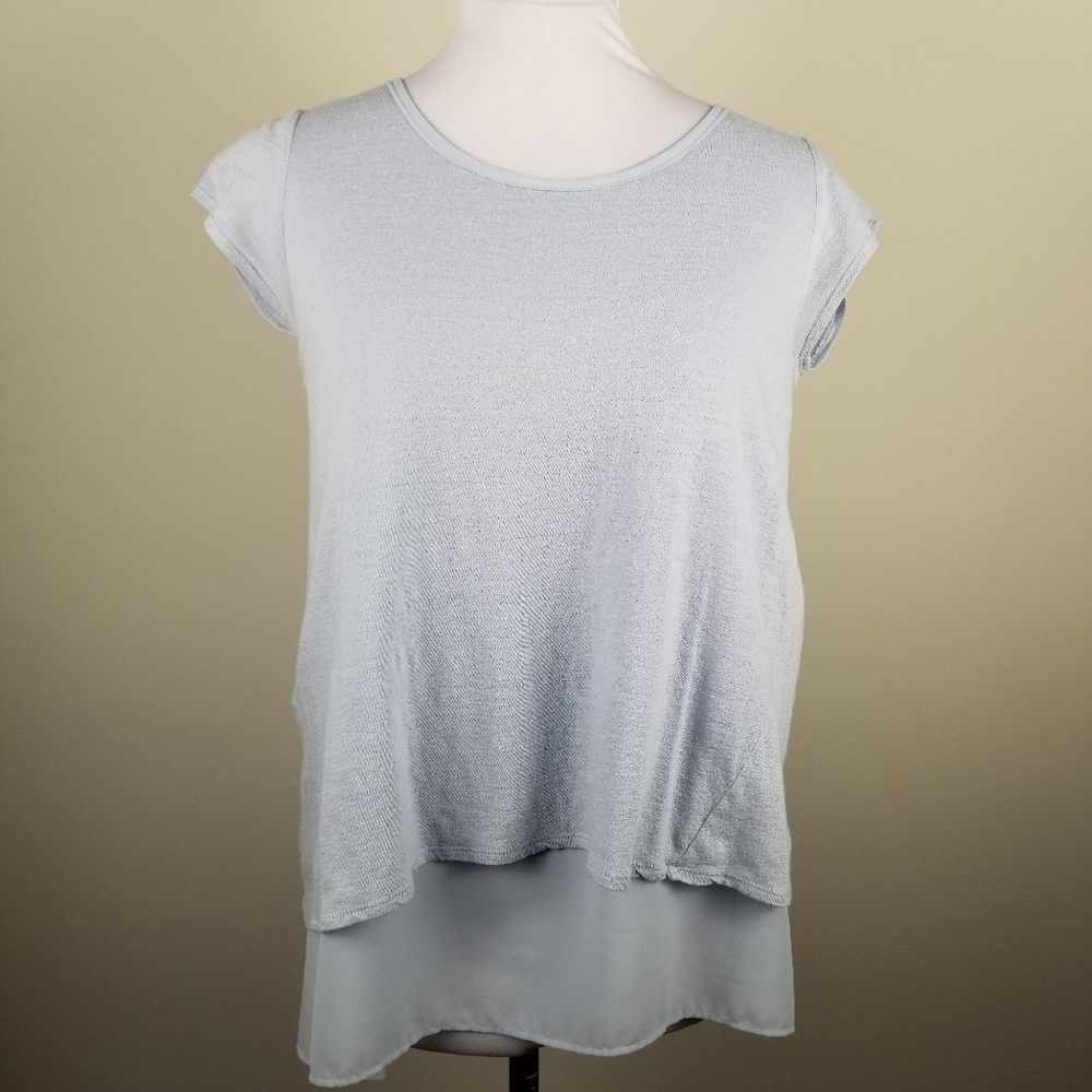 Lucky Brand Cornflower Knit/Chiffon Blouse-S